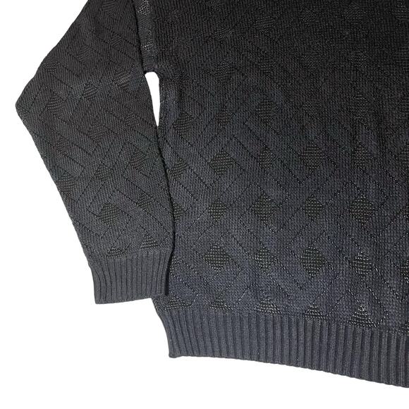 Vintage Area by Tag Geometric Knit Grandpa Sweater Retro Black USA Size Large - Picture 5 of 7